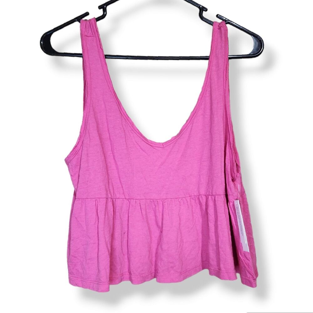 Abound Pink Crop Peplum Top Size Small